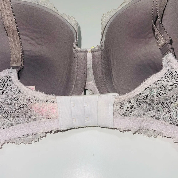 Victoria’s Secret Dream Angels Lined Demi Bra Light Gray Lace Trim 32F Women’s - Picture 6 of 9